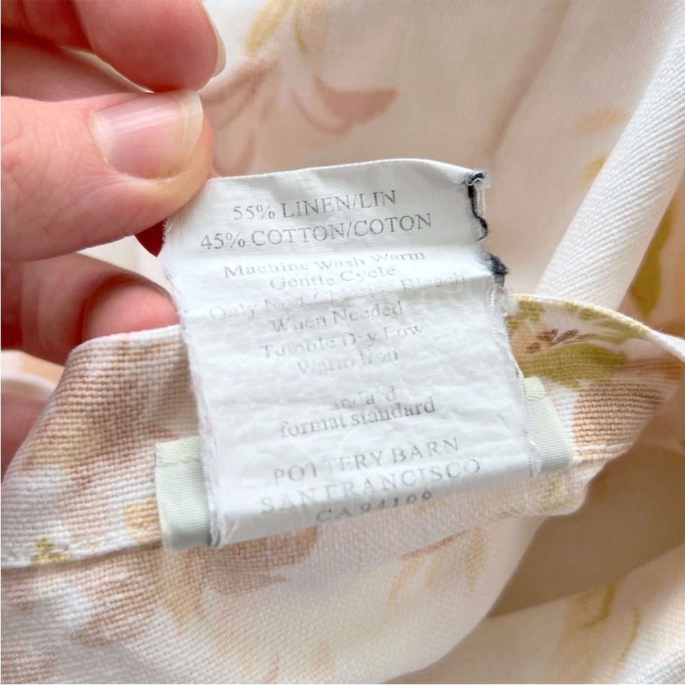 Pottery Barn Hayden Floral Linen Blend FULL/QUEEN Duvet Neutral & 2 Std. Shams - Picture 10 of 10